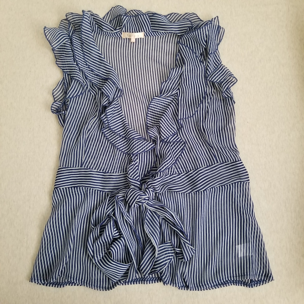 Lucy & Co. Sheer striped wrap top